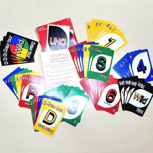 Uno Games Vintage Uno 978 Card Game Complete Deck With Instructions